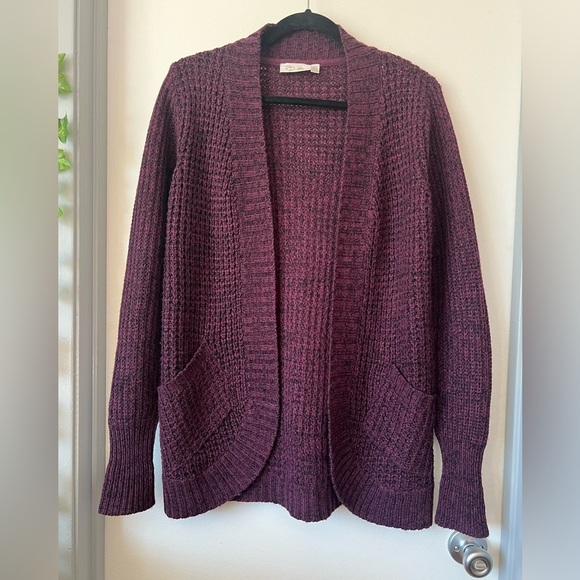 Rd style Chunky Knit Open Front Cardigan in Burgundy. Size S - Picture 2 of 8